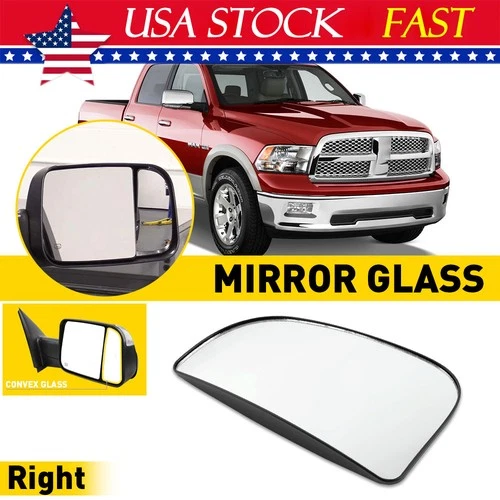 Tow Mirror Glass Right Passenger Outer Convex For 2010-2019 Dodge Ram Fourth Gen