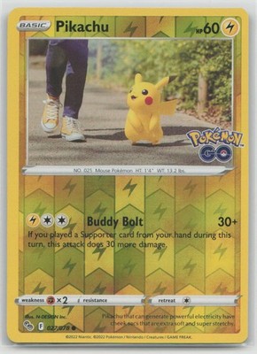 Pikachu 027/078 Common Pokemon GO Pokemon Reverse Holo Lightly Played