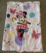Disney Baby Minnie Mouse Pink  White Reversible Toddler Comforter Blanket 56x42