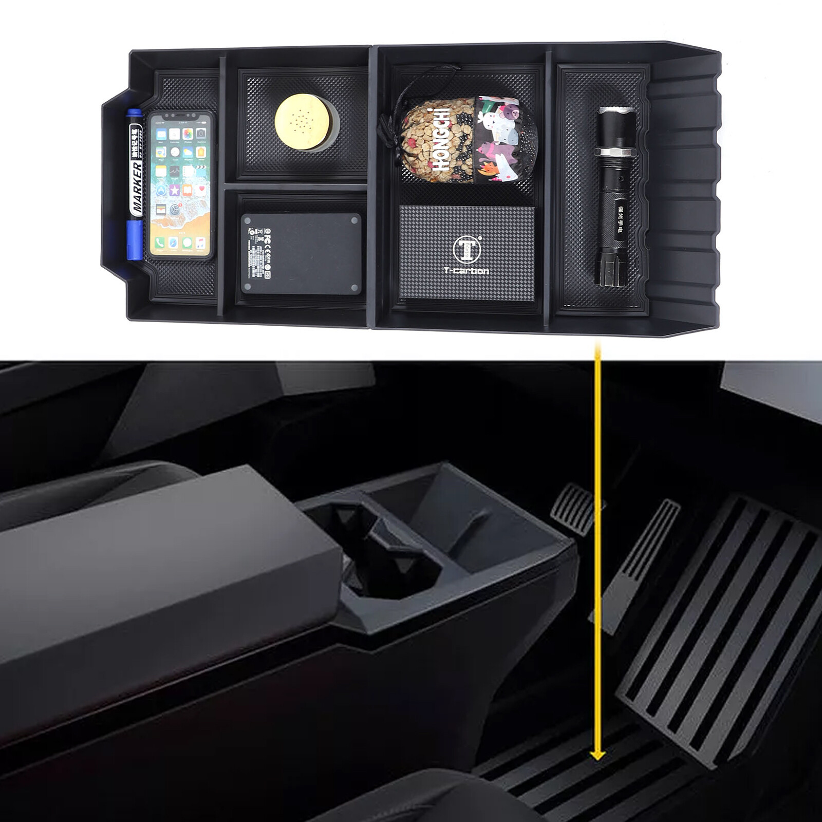 Lower Center Console Tray Storage Box Organizer Fit For Tesla Cybertruck 2024+
