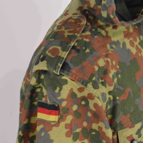 German Bundeswehr Flecktarn Camo Military Parka Jacket GR12 L Tall Hood Woodland - Picture 10 of 15