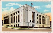 St Joseph MO Missouri Buchanan County Court House Post Office Vtg Postcard D47
