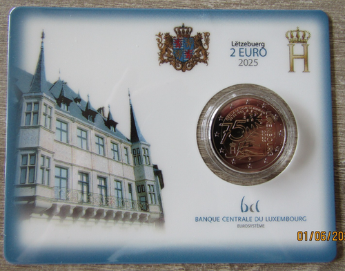 Original Coincards 4 * 2 euro Luxemburg 2025 : Schuman + Thronbesteigung - Bild 4 von 5