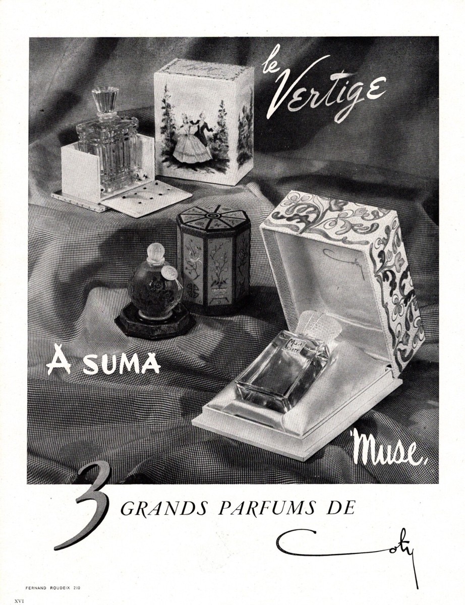 Original French Vintage Ad - COTY Perfume Vertige Muse - 1948 | eBay
