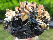 Minerali *** RUTILO DORATO a CIUFFI con EMATITE Brasile