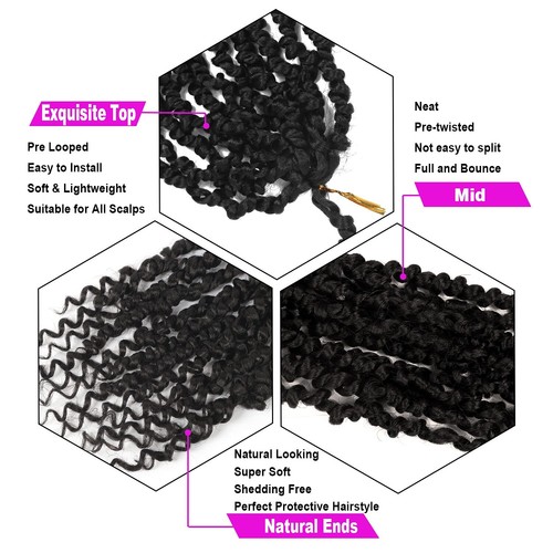 2er Pack Passion Twist gehäkeltes Haar 18 Zoll natürlich schwarz vorgedreht lange Leidenschaft  - Bild 4 von 6