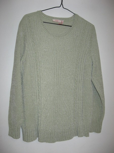 MILLERS GREEN LONG SLEEVE CHENILLE CABLE FRONT JUMPER SIZE L (12)