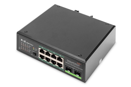 commutateur réseau industriel 10 ports Gigabit PoE - 8x RJ45 + 2x liaison mon...