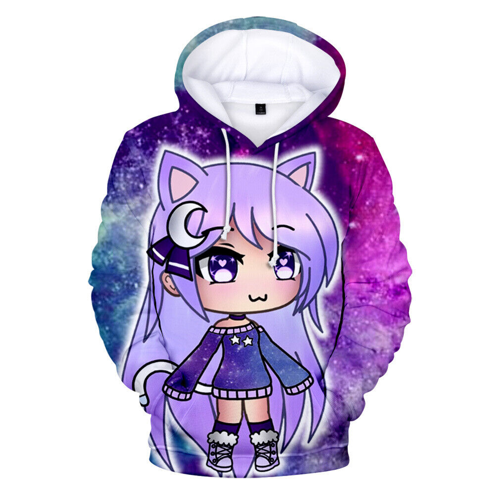 Homens e mulheres Gacha Life 3D Print Hoodies, moletom dos