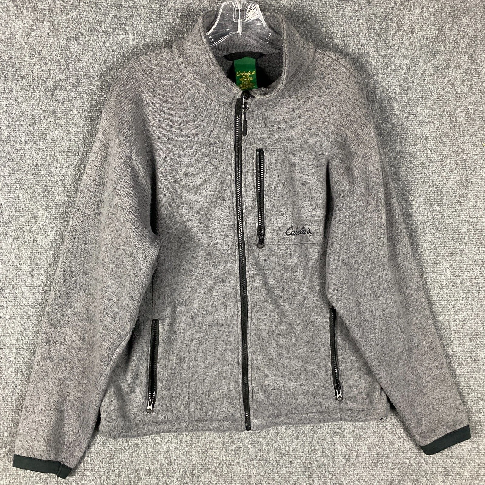 Cabela's Fleece Jacket Men's Medium Regular Full Zip Gray 100% Polyester M