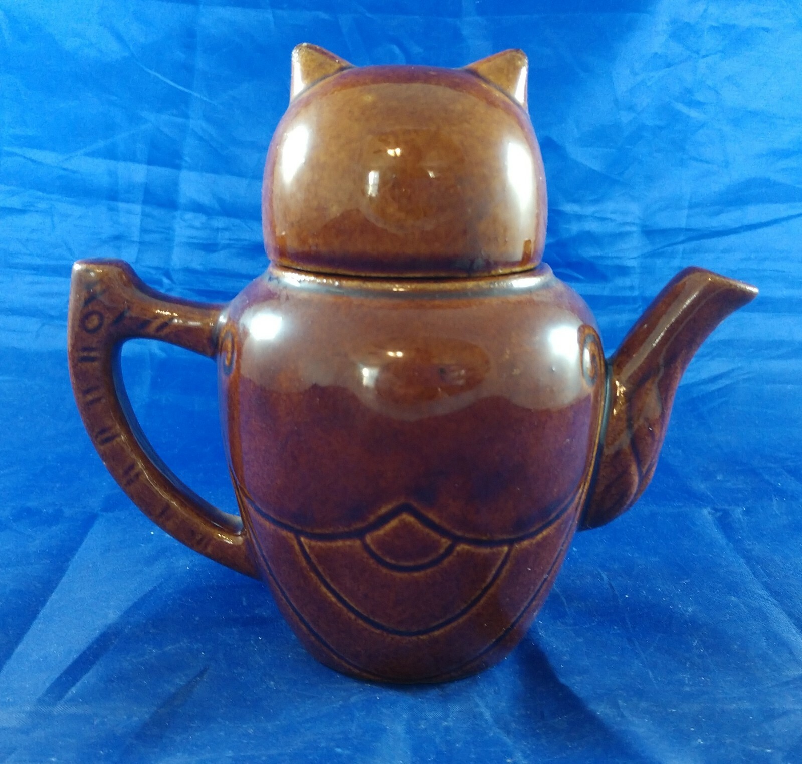 Vintage Owl Teapot Brown High Gloss 2 Cup, Unmarked eBay