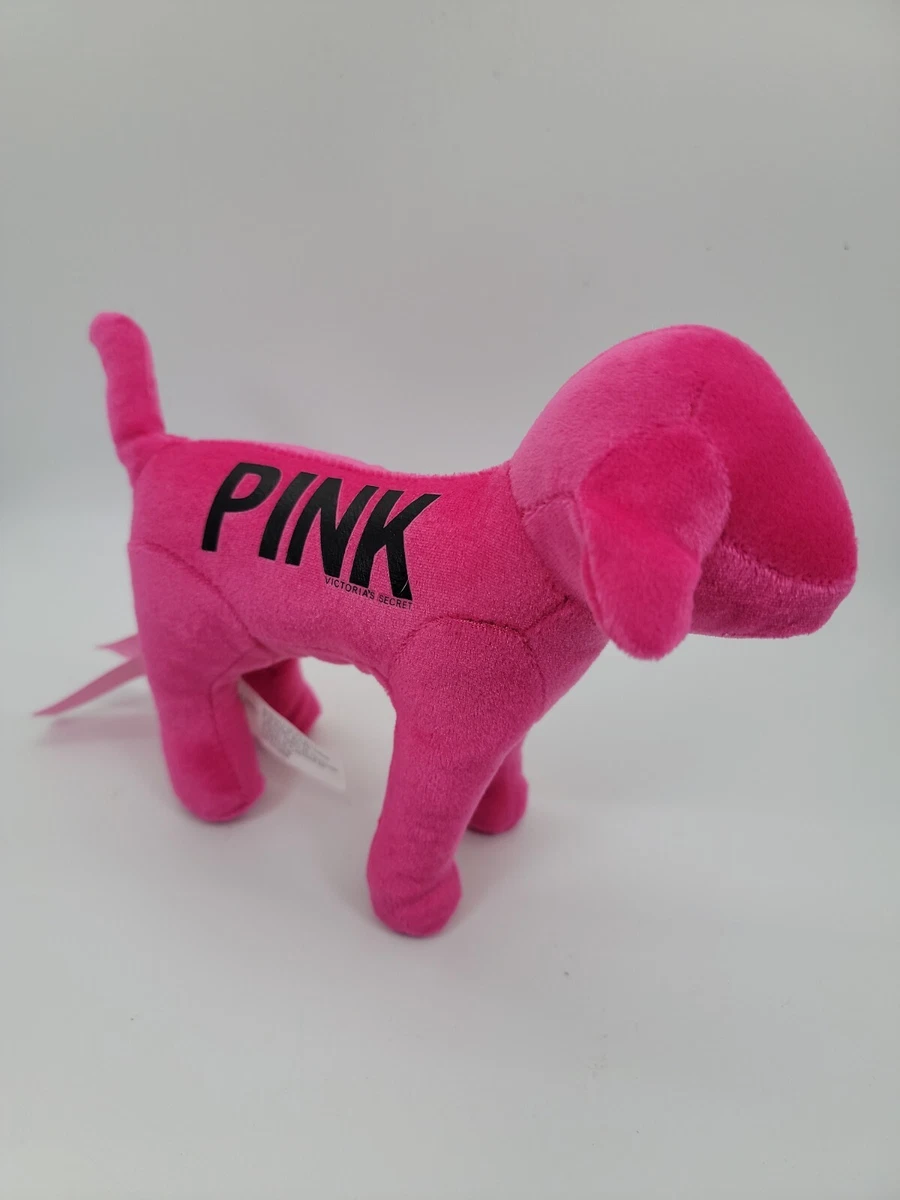 Victoria s Secret LOVE PINK Plush Dog Hot Pink Black Lettering Stuffed Animal