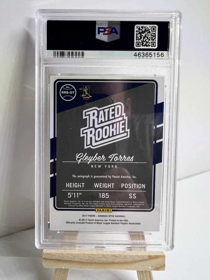 Donruss Optic Gleyber Torres 2017 clasificación Rookie Signatures RRS-GT automático PSA 9 Foto 4 de 4