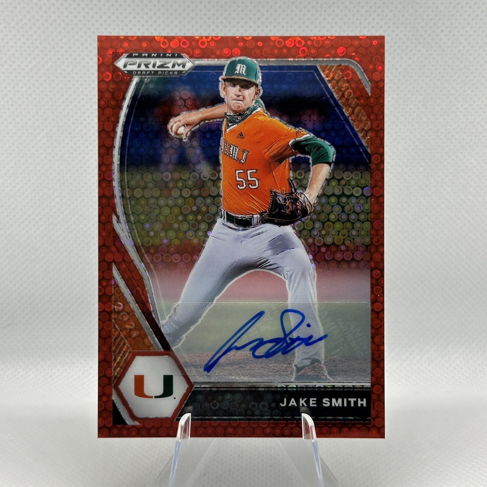 2021 Jake Smith Panini Prizm Draft Picks Red Disco Auto 11/99 RC #PDP171