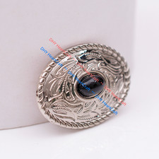 10X Bling Silver Western Saddle Tack Belt Oval Conchos Leathercraft Black Bead
