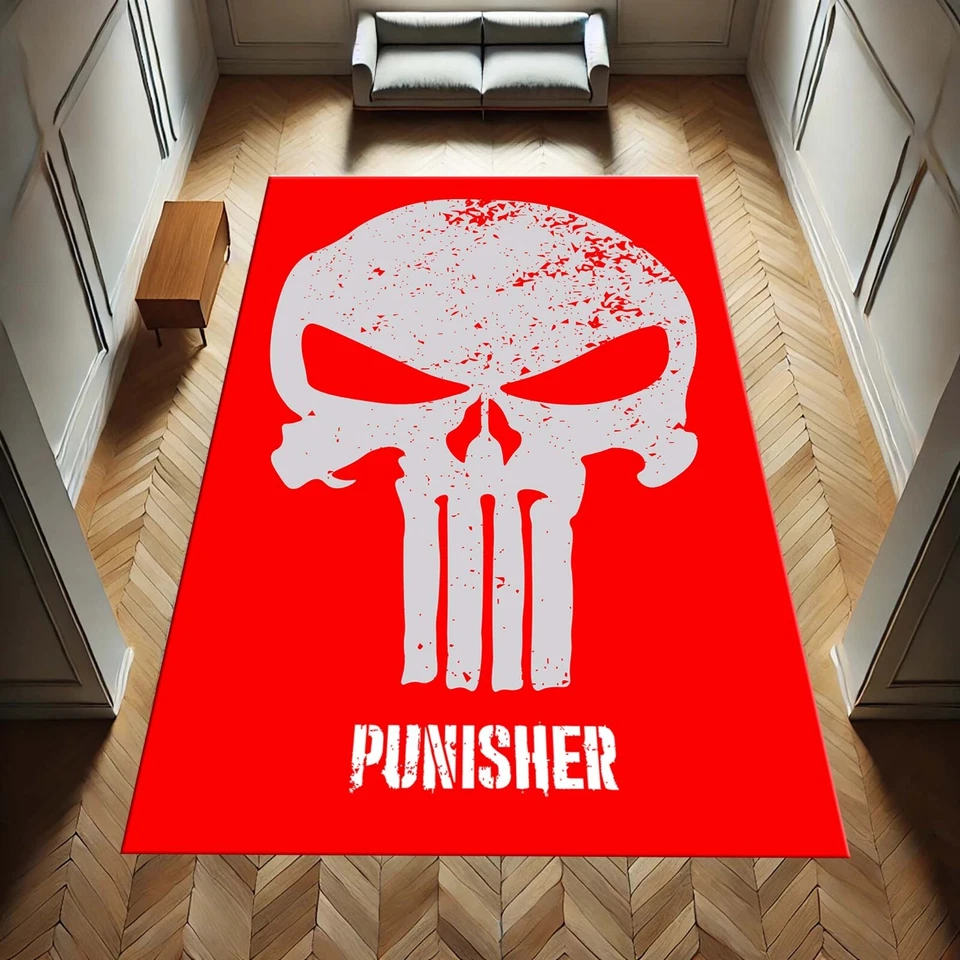 Punisher Rug, Skull Carpet, Marvel Decor, Superhero Room Rug, Comic Book Rug - Image 2 of 4