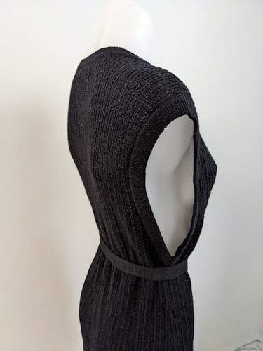 Nanette Lepore Size Medium Knit Cover Up Black Wool Blend Belted Sleeveless - Picture 5 of 8