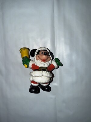Vintage Walt Disney Applause Mickey Mouse Santa With Bell PVC Figure 2''
