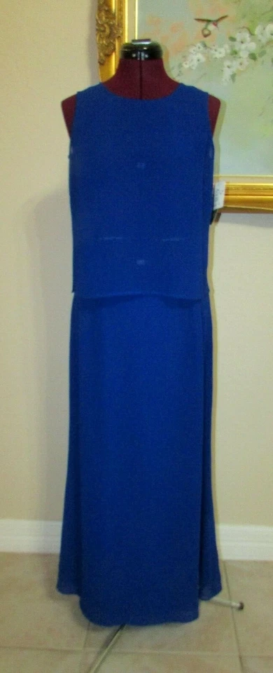 NEW CYNTHIA HOWIE FOR MAGGY BOUTIQUE 2 PC. SZ 4 BLUE FLOOR LENGTH SKIRT SUIT - Image 2 of 4