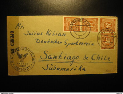 MUNCHEN 1946 To Santiago De Chile US Censor Censored Cancel Cover USA British Ru