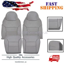 For 2000 2001 Ford Excursion Limited Front Bottom Top Leather Seat Cover Gray