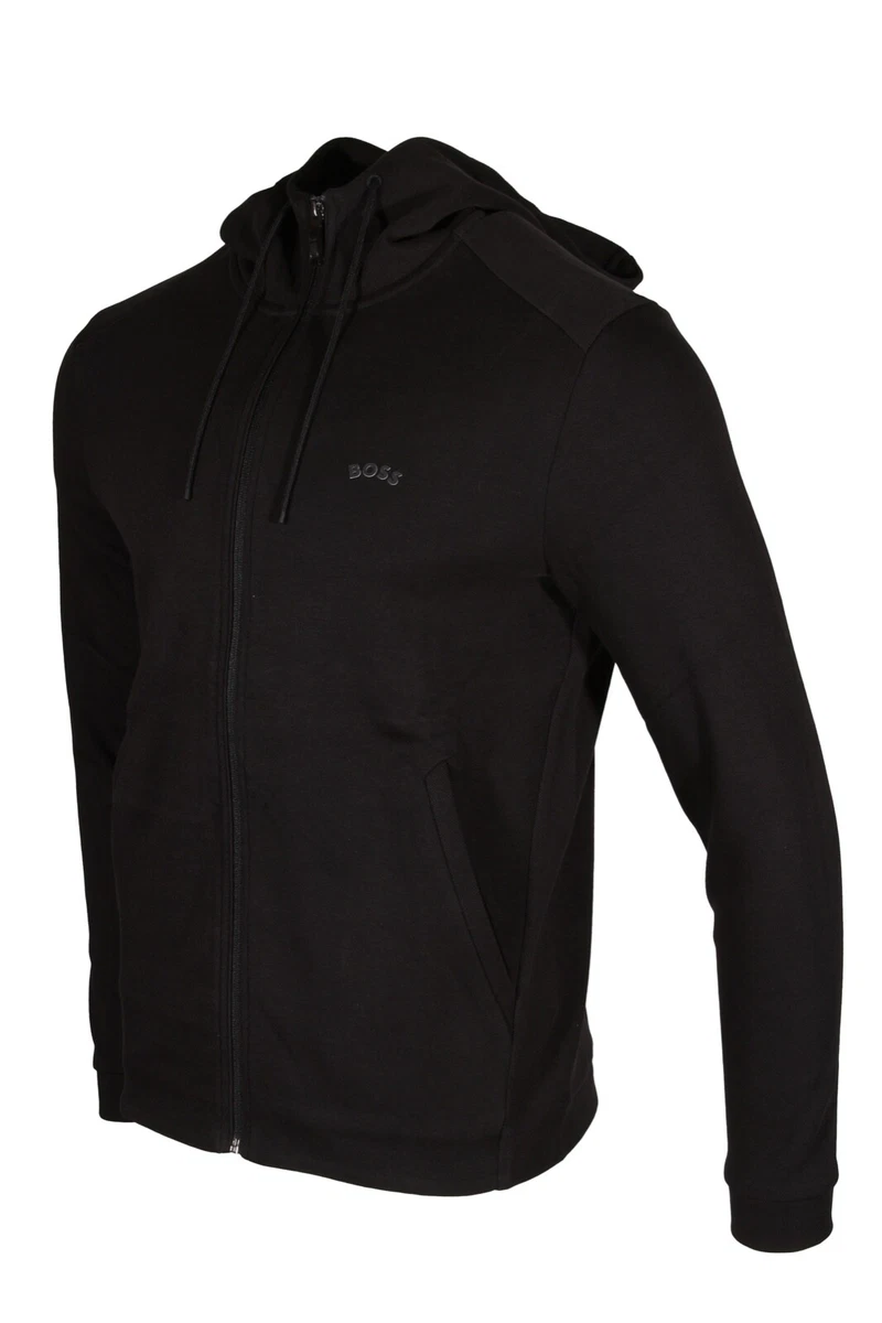 HUGO BOSS Saggy Curved Men s Zip Up Hooded Sweatshirt in Black 50469104 001