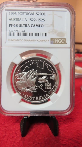 1995 Portugal - Australia 1522 - 1525 200 Escudos Silver Proof Coin NGC PR PF 69