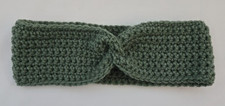 Hand Crocheted Crochet Twisted Headband Sage 20" x 3.25" NWOT