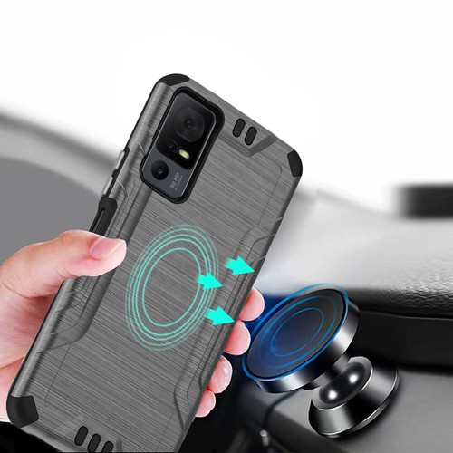For TCL 40 XL T608M Slim Brushed Hybrid Case Cell Phone Cover + Tempered Glass - Picture 8 of 21