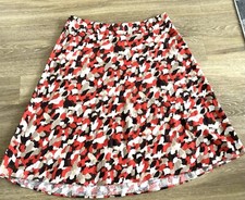 Cato Skirt women s Flowy A-Line Midi Skirt Bold Abstract Print Red Black Neutral