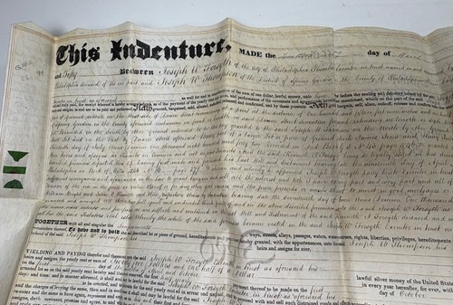 1850s Deed/Indenture On Vellum PHILADELPHIA PA Spring Garden Duane St & Brown St - Picture 3 of 15