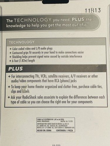 Câble A/V stéréo RadioShack Technology Plus 6 pieds (1,82 M) 15-223 par RadioShack. - Photo 6/7