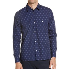 Ted Baker London Final Sale Men's Ilenka Geo Floral Button Front LS Shirt Navy