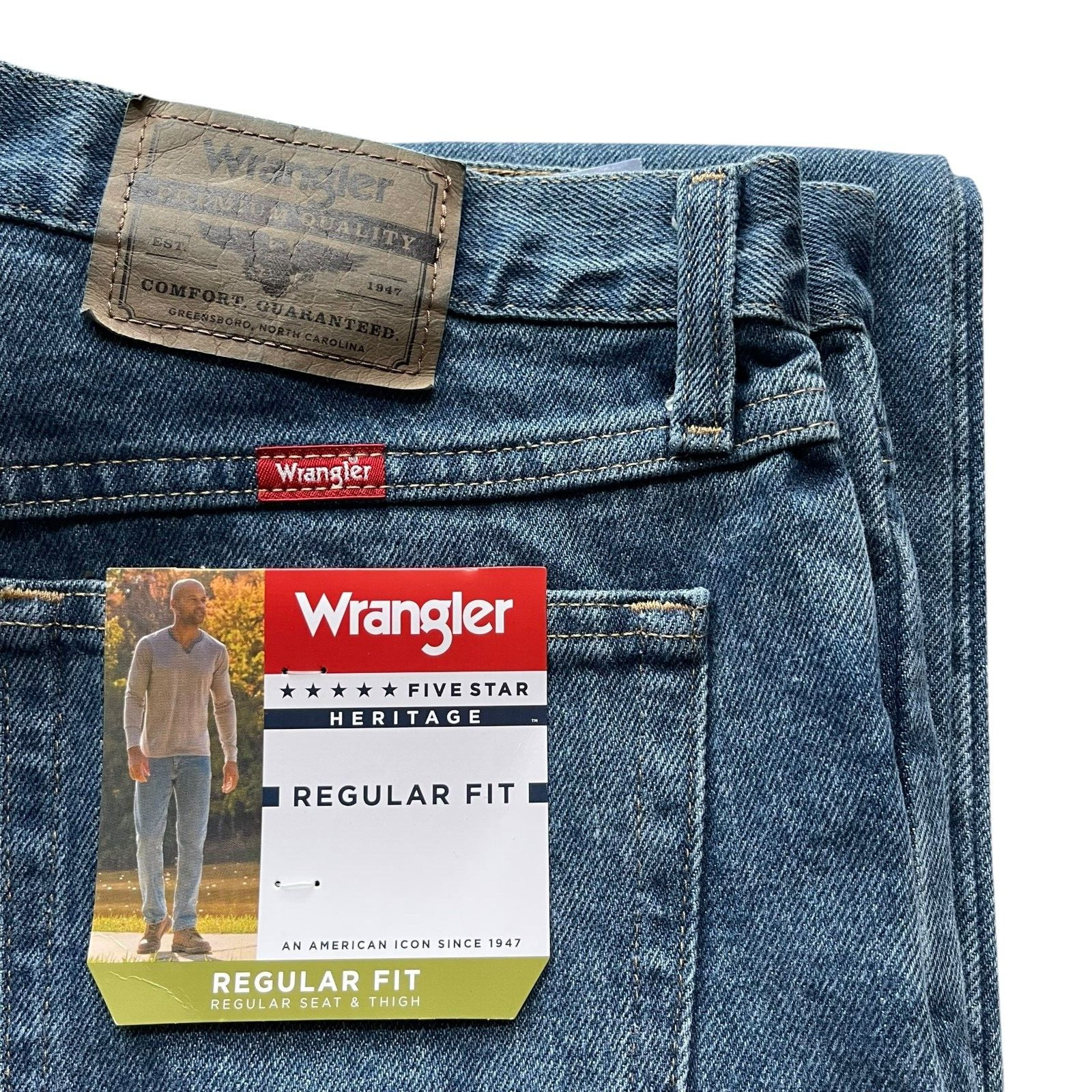 NWT Wrangler Men's Five Star Premium Denim Regular Fit Jeans 4 Colors All Sizes