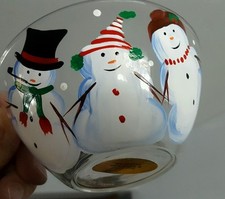 Set Of 4 Arcoroc of France, Snowmen Hand Painted Bowls By American Artists