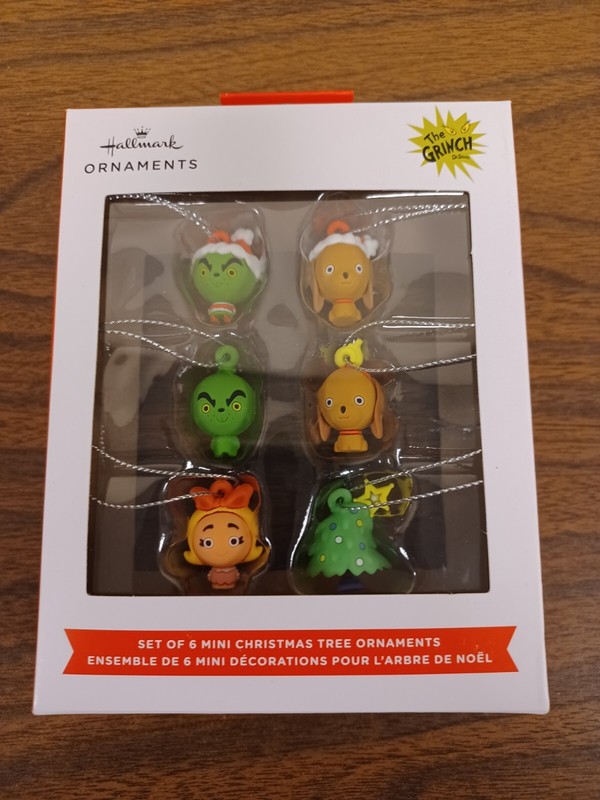 W New Hallmark Dr. Seuss “The Grinch” Set Of 6 Mini Christmas Holiday Ornaments