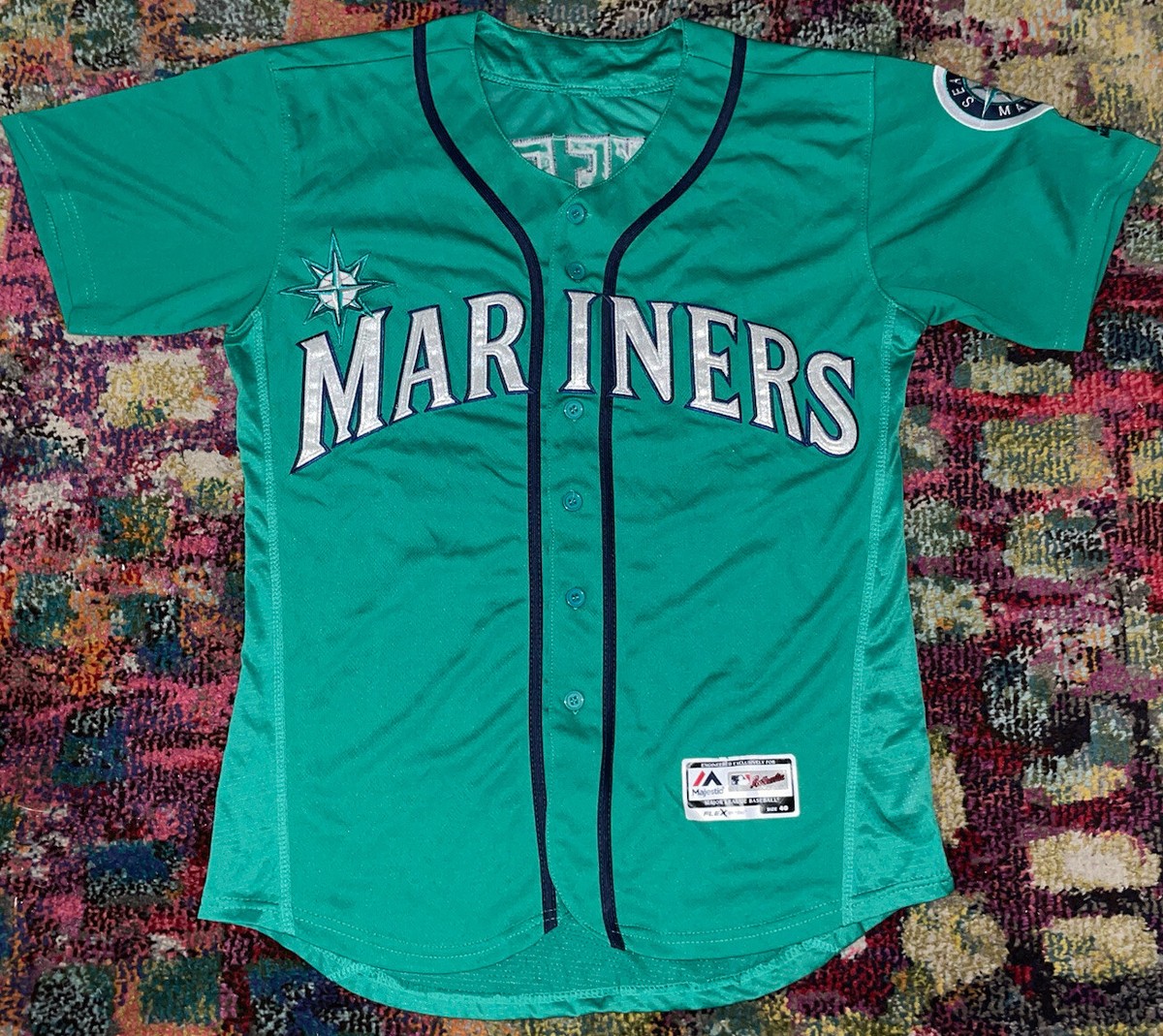 Authentic Majestic Seattle Mariners Ken Griffey #24 Size 40 Teal