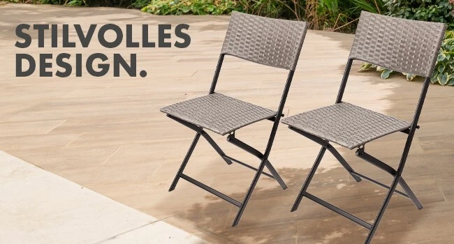 Gartenstuhl Rattan Klappstuhl Garten Campingstuhl Balkonstuhl klappbar Terrasse - Bild 4 von 4