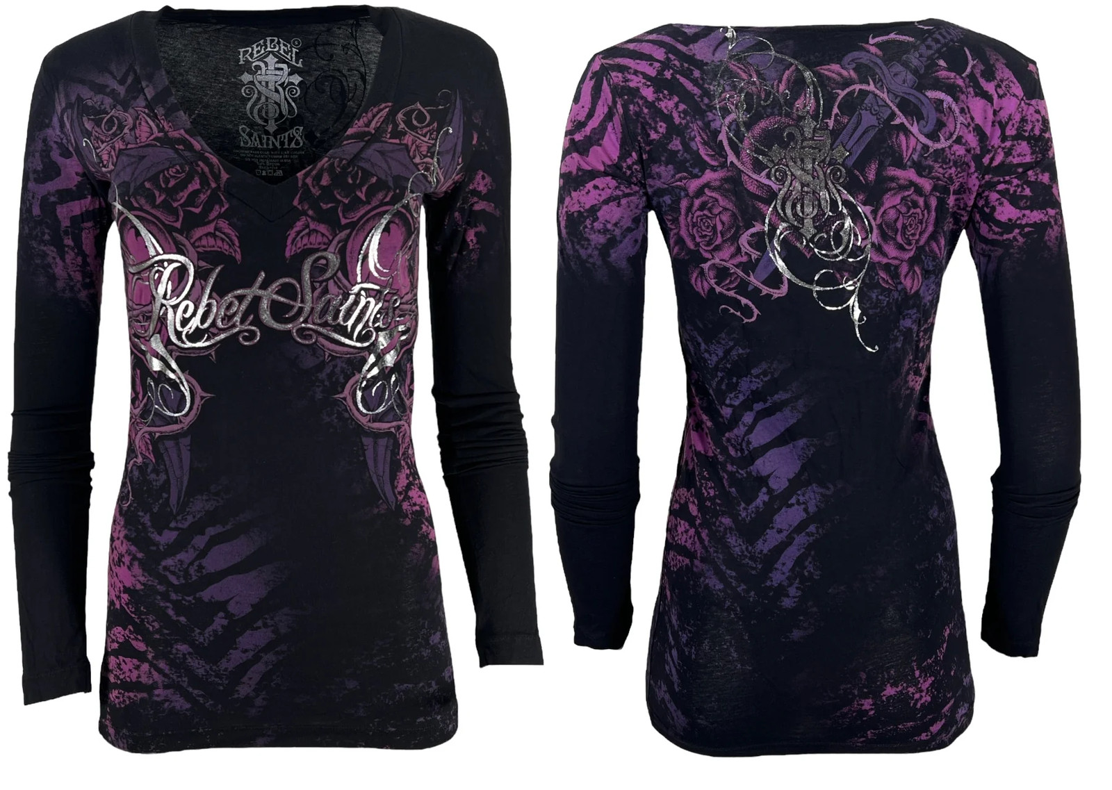 Женская футболка Rebel Saint от Affliction с байкерской татуировкой Rouge