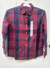 PICK SIZE - GAP Mens Red Plaid Woven Shirt Button up