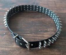 Studded Black Leather Spiked Belt with Metal Buckle Heavy - GOTH - METAL - KISS