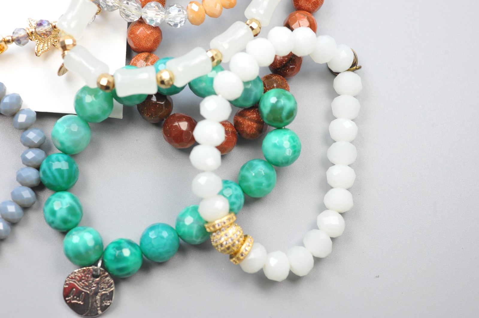 Stackable Stretch Bracelets LOT  spring Beaded fa… - image 4