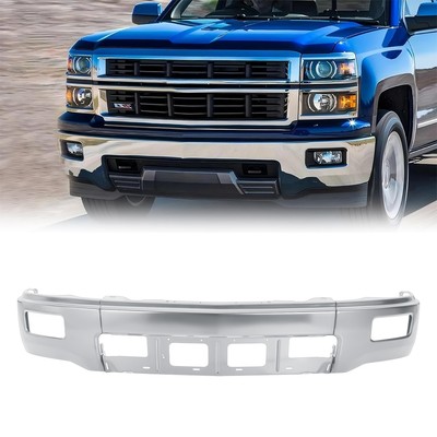 For 14-15 Chevy Silverado 1500 Chrome Front Bumper Face Bar w/ Fog Light Holes