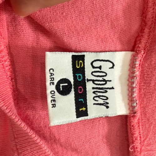 Vintage 90s Dog Tee Gopher Sport Indiana Beach Flower Graphic Pink TShirt Wmns L - Picture 5 of 6