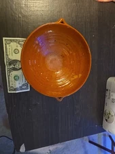 Early Jugtown Ware Pottery Serving Bowl Orange  Glaze Vintage (1959 -1972 Stamp