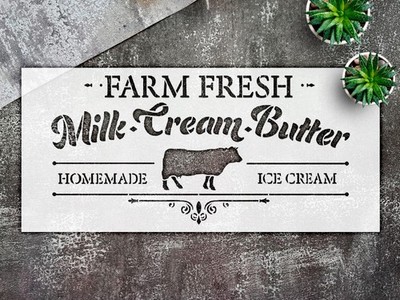 Stencil Farmhouse Milk - Mylar, Rustic Kitchen Art, DIY Decor - StencilAir