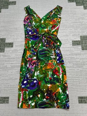 Marni Dress Womens Xxs Green Yellow Blue Cotton Blouson