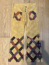 Vintage 1970  s Wrangler Jeans Women  s Multicolor Patchwork Print Bell Bottoms