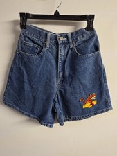 VTG Y2K Winnie The Pooh Tigger Embroidered Denim Shorts Youth 7/8