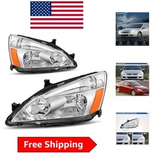 Durable Halogen Headlight Assembly For 2003-2007 Accord - Driver Passenger Set